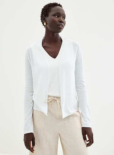 Le cardigan ouvert lin m&eacute;lang&eacute;