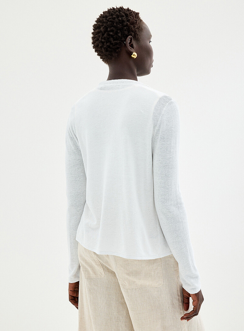 Contemporaine: Le cardigan ouvert lin m&eacute;lang&eacute; Orange br&ucirc;l&eacute; - Brique pour femme