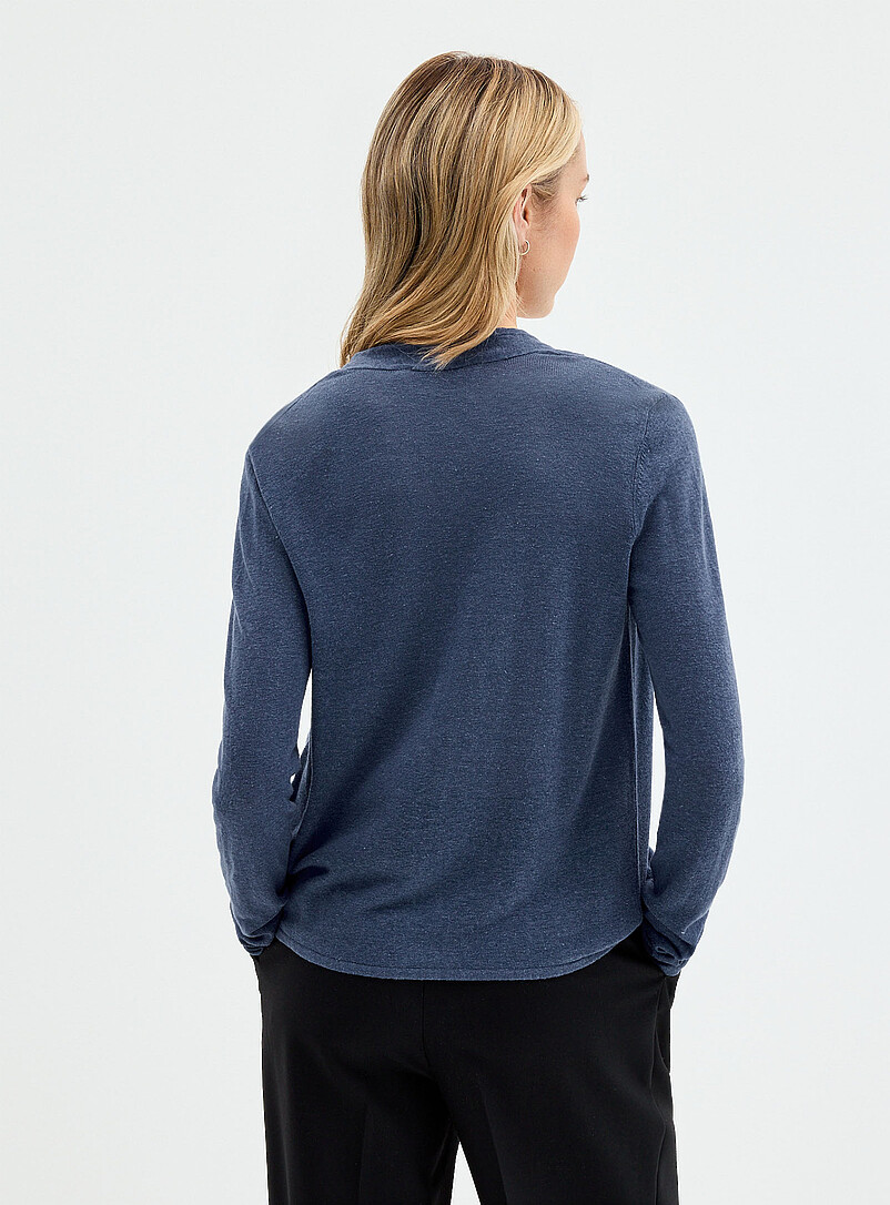 Contemporaine Burnt/Brick Orange Linen blend open cardigan for women