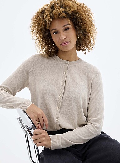 Fine linen-blend knit cardigan