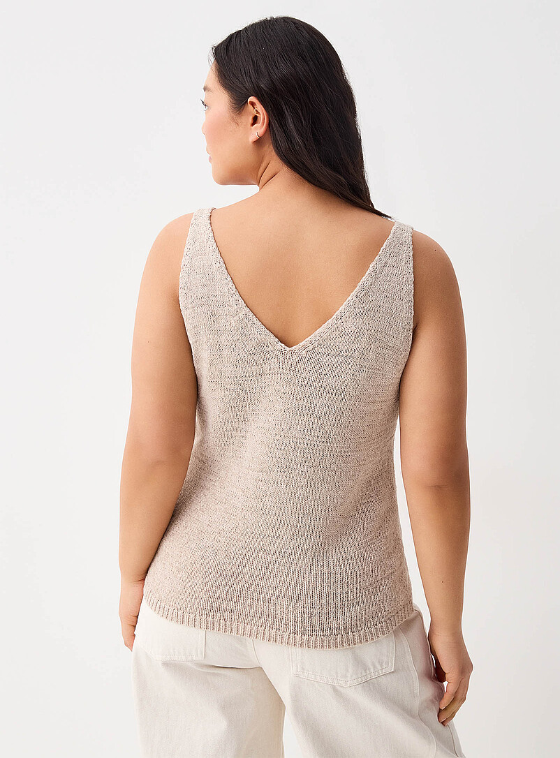Twik Ecru/Linen V-neck knit cami for women