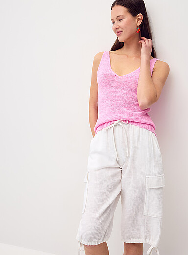 Twik: La camisole tricot col V Rose pour femme