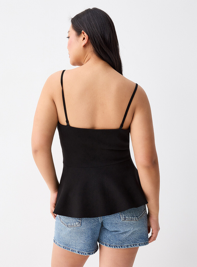Twik: La camisole taille basque fin tricot Ivoire - Beige cr&egrave;me pour femme