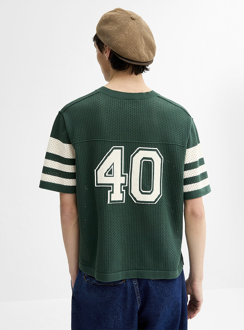Djab Patterned Green Perforated knit team sweater for men