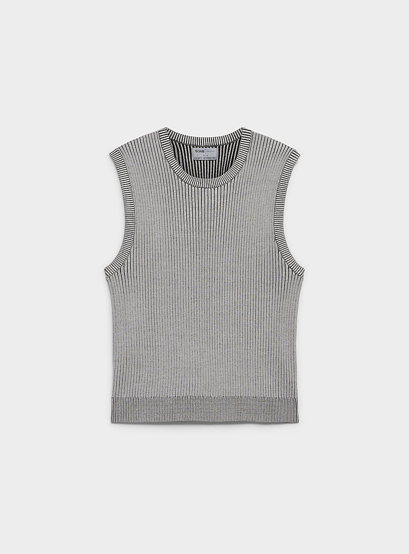 Djab Charcoal Two-tone ribbed tank for men