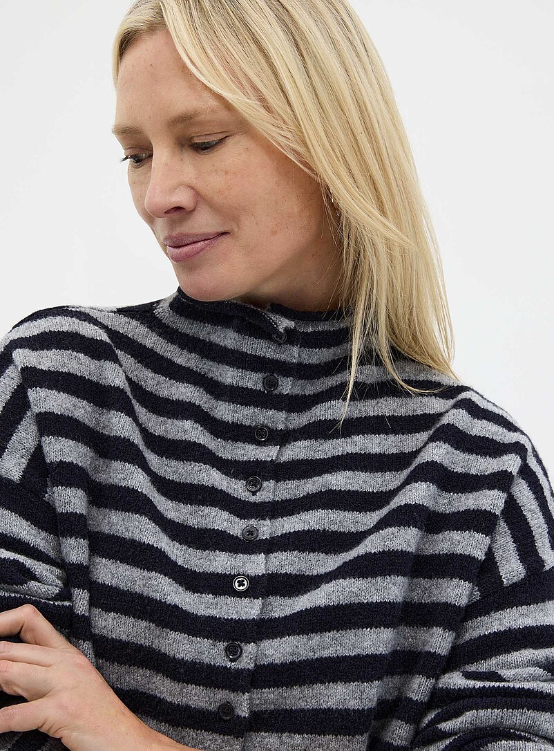 Contemporaine: Le cardigan ray&eacute; col chemin&eacute;e Brun noisette pour femme