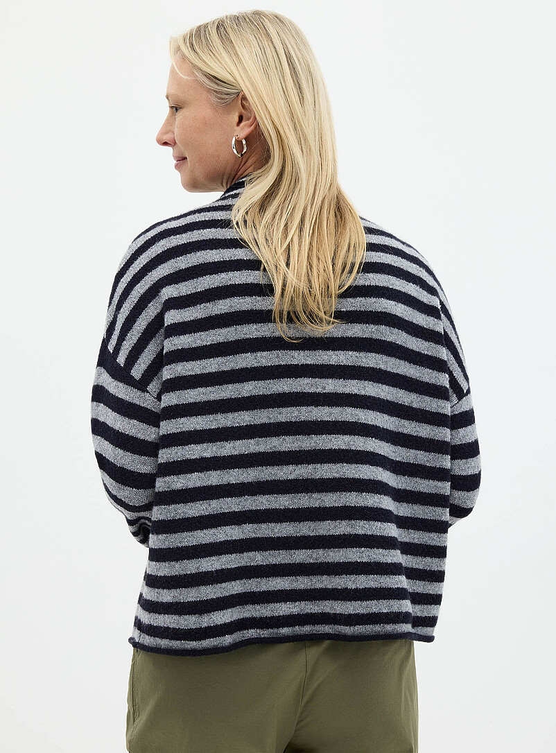 Contemporaine: Le cardigan ray&eacute; col chemin&eacute;e Brun noisette pour femme