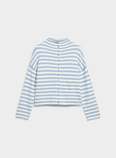 Le cardigan ray&eacute; col chemin&eacute;e