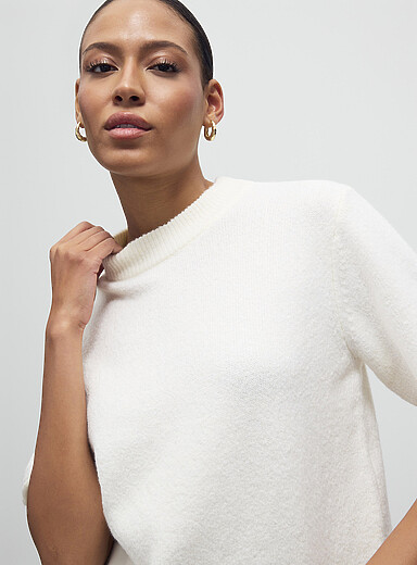 Solid felted boxy-fit sweater