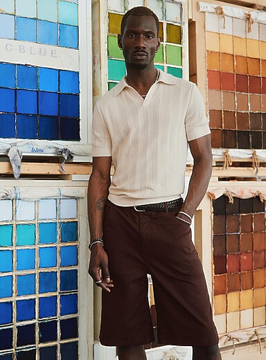 Le polo col Johnny tricot travaill&eacute;