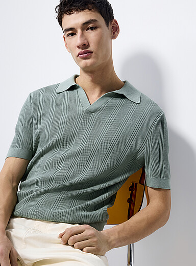 Le polo col Johnny tricot travaill&eacute;