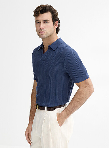 Le polo col Johnny tricot travaill&eacute;