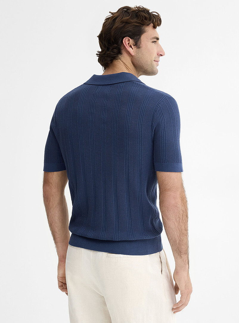 Le 31: Le polo col Johnny tricot travaill&eacute; Ivoire pour homme