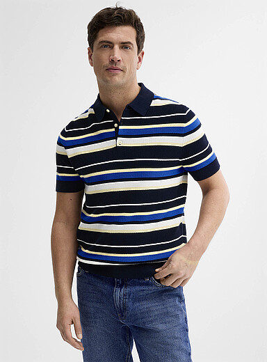 Le polo tricot ray&eacute; textur&eacute;