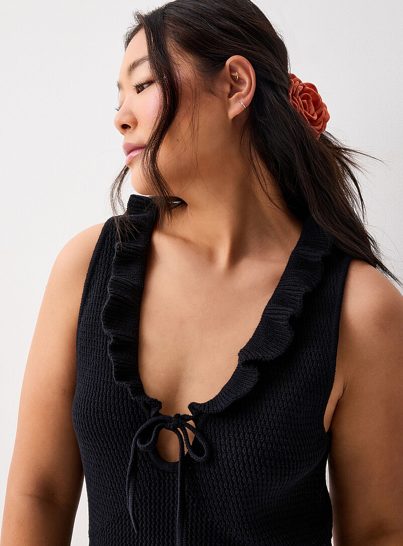 Twik: La robe crochet bordures volants Bleu pour femme