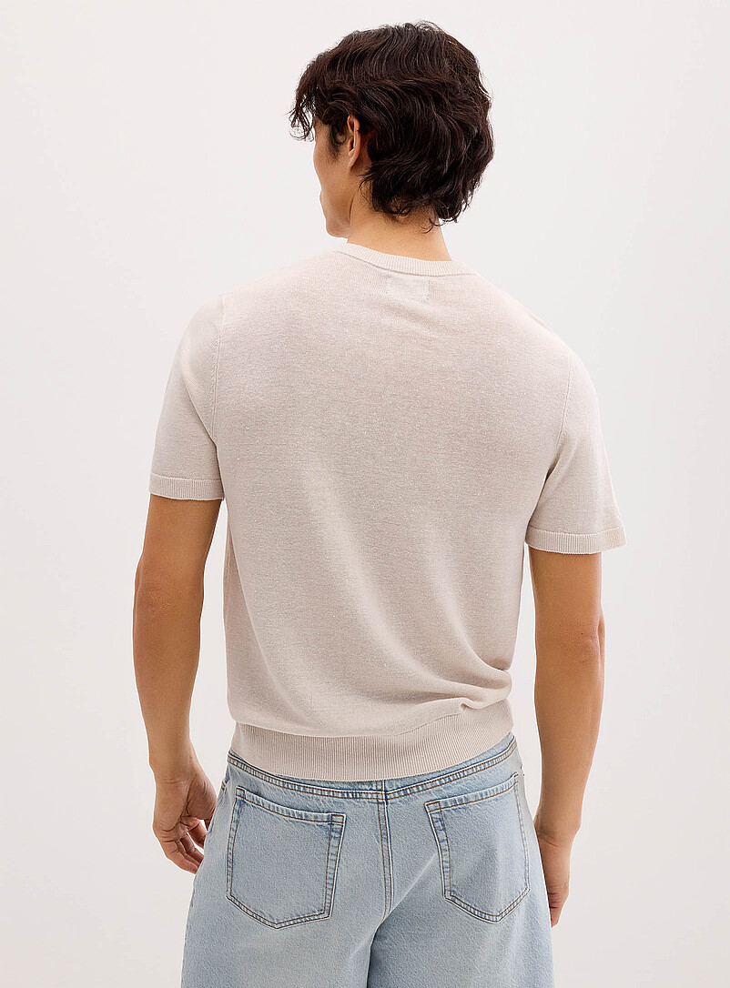 Le 31: Le chandail henley tricot pur lin Lilas pour homme