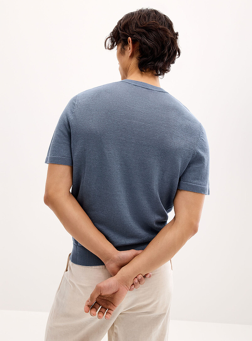 Le 31: Le chandail henley tricot pur lin Lilas pour homme
