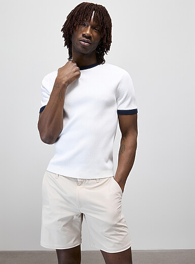 Trimmed ribbed sweater