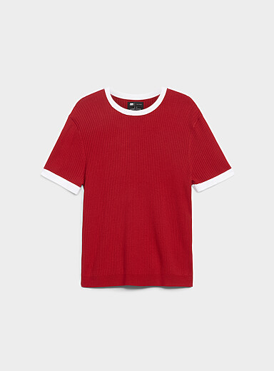 Trimmed ribbed sweater