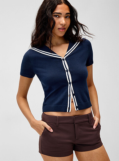 Le cardigan col marin rayures accent