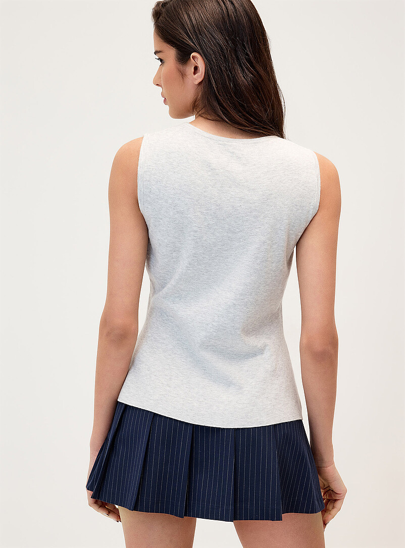 Twik Black Fitted split-front sweater vest for women