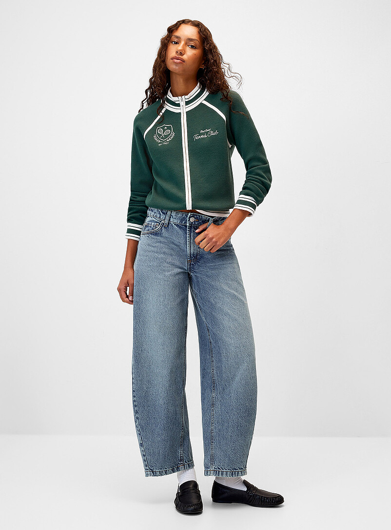 Zip-up track-style cardigan with patches | Twik | Shop Women's