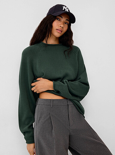 Rolled trim sweater
