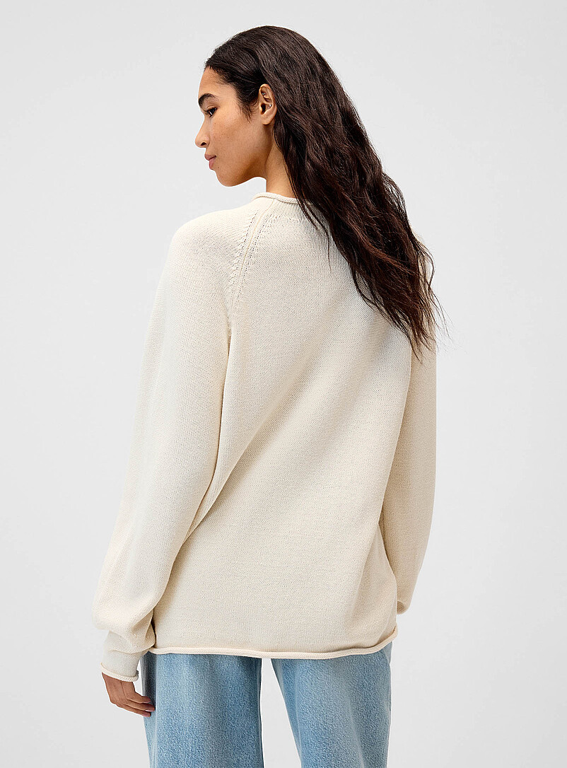 Twik Mossy Green Rolled trim sweater for women