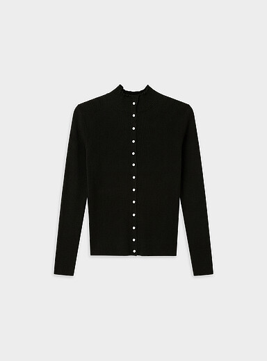 Le cardigan c&ocirc;tel&eacute; ajust&eacute; col chemin&eacute;e