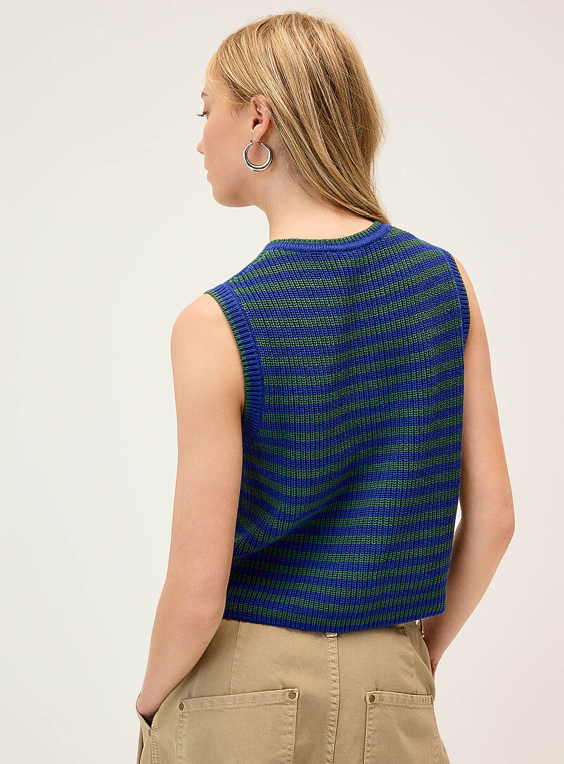 Twik Red Striped ribbed knit vest for women