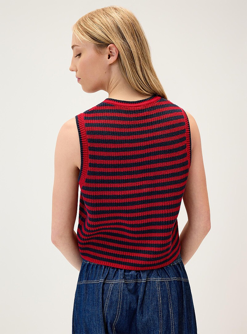 Twik: Le gilet tricot c&ocirc;tel&eacute; ray&eacute; Gris pour femme