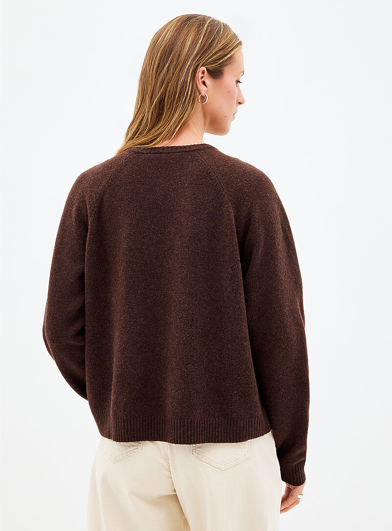 Contemporaine: Le cardigan carr&eacute; ultradoux &agrave; nouer Chocolat - Espresso pour femme