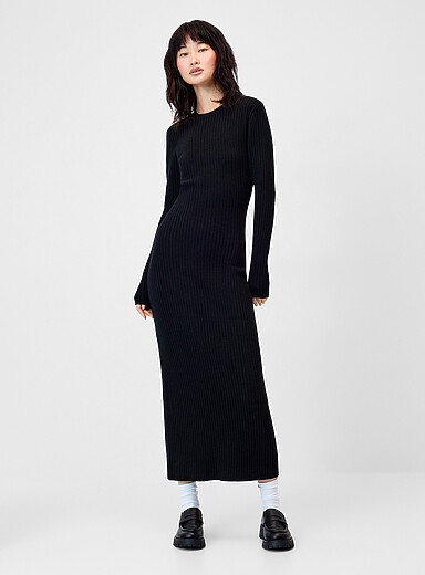 Rib-knit fitted maxi dress