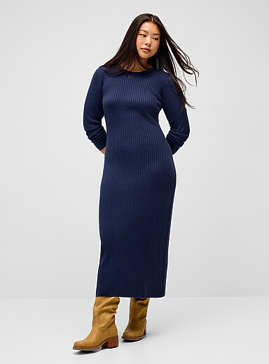 Rib-knit fitted maxi dress