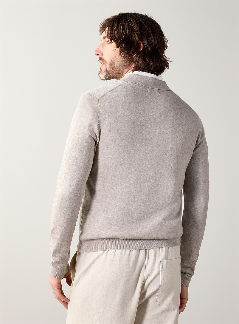 Le 31 Ecru/Linen Modal knit polo for men