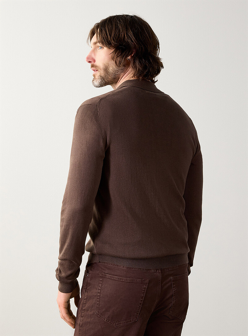 Le 31 Ecru/Linen Modal knit polo for men