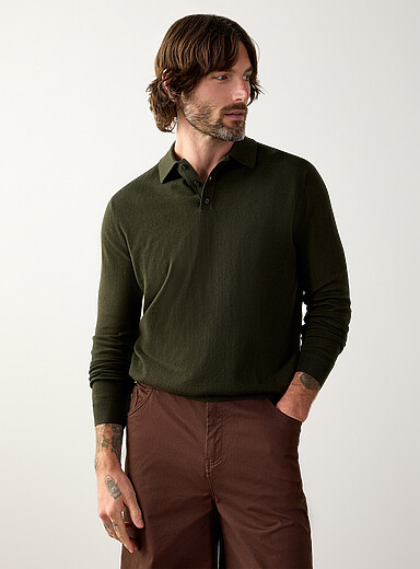Le 31 Green Modal knit polo for men