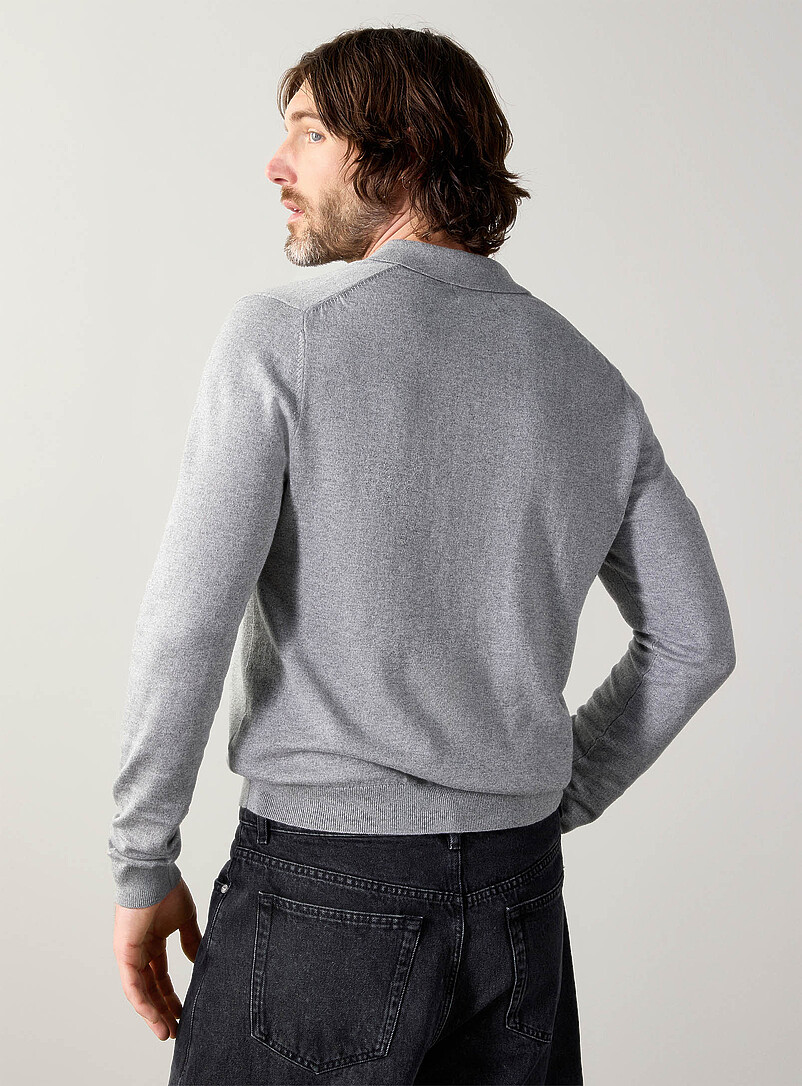 Le 31 Ecru/Linen Modal knit polo for men