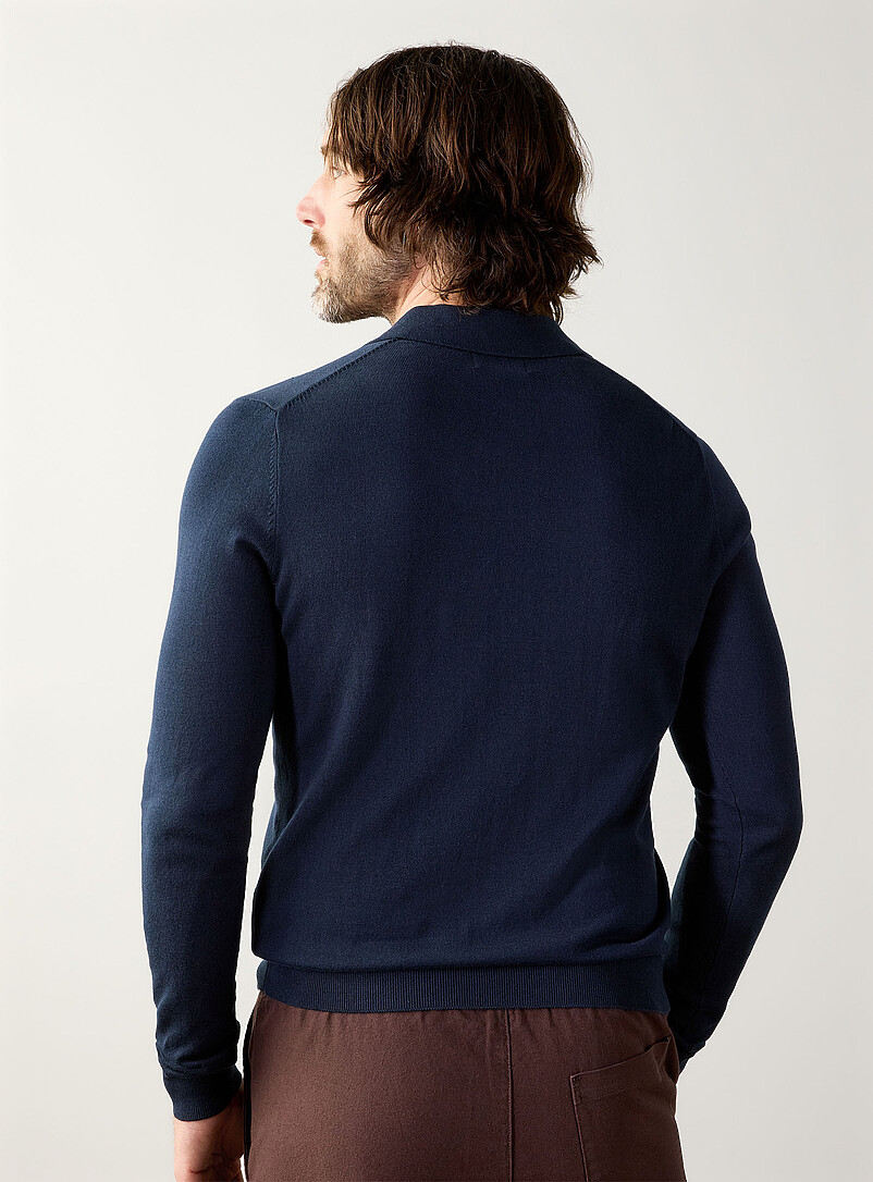 Le 31 Ecru/Linen Modal knit polo for men