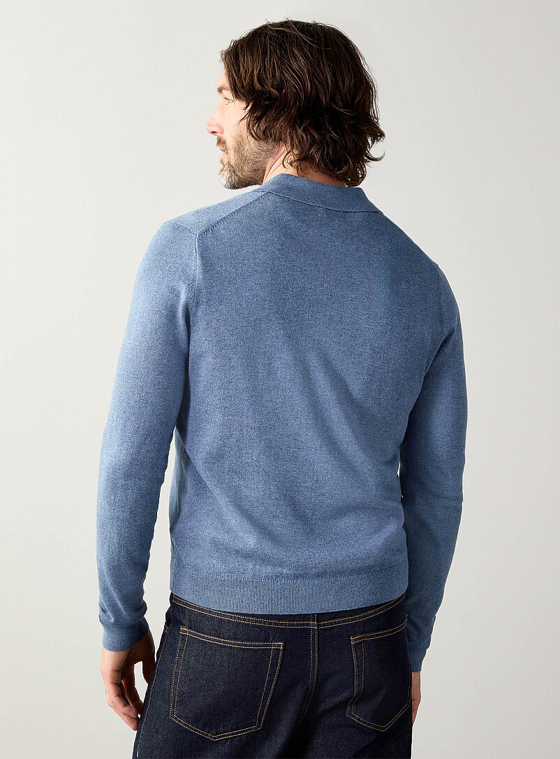 Le 31 Ecru/Linen Modal knit polo for men