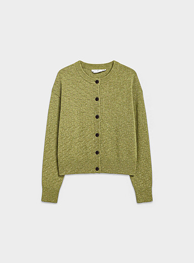 Le cardigan carr&eacute; tricot lourd mouchet&eacute;