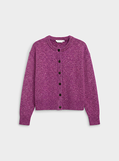 Boxy speckled heavy-knit cardigan