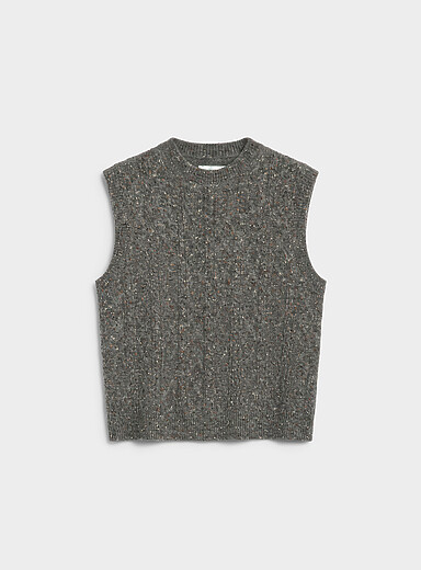 Le d&eacute;bardeur tricot lourd mouchet&eacute; petits c&acirc;bles torsad&eacute;s