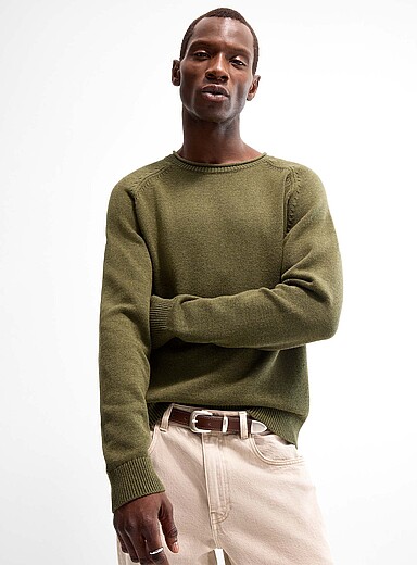 Rolled crew-neck sweater