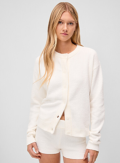 Miiyu x Twik Ivory/Cream Beige Soft boucl&eacute; cardigan <b>Christmas Collection</b> for women