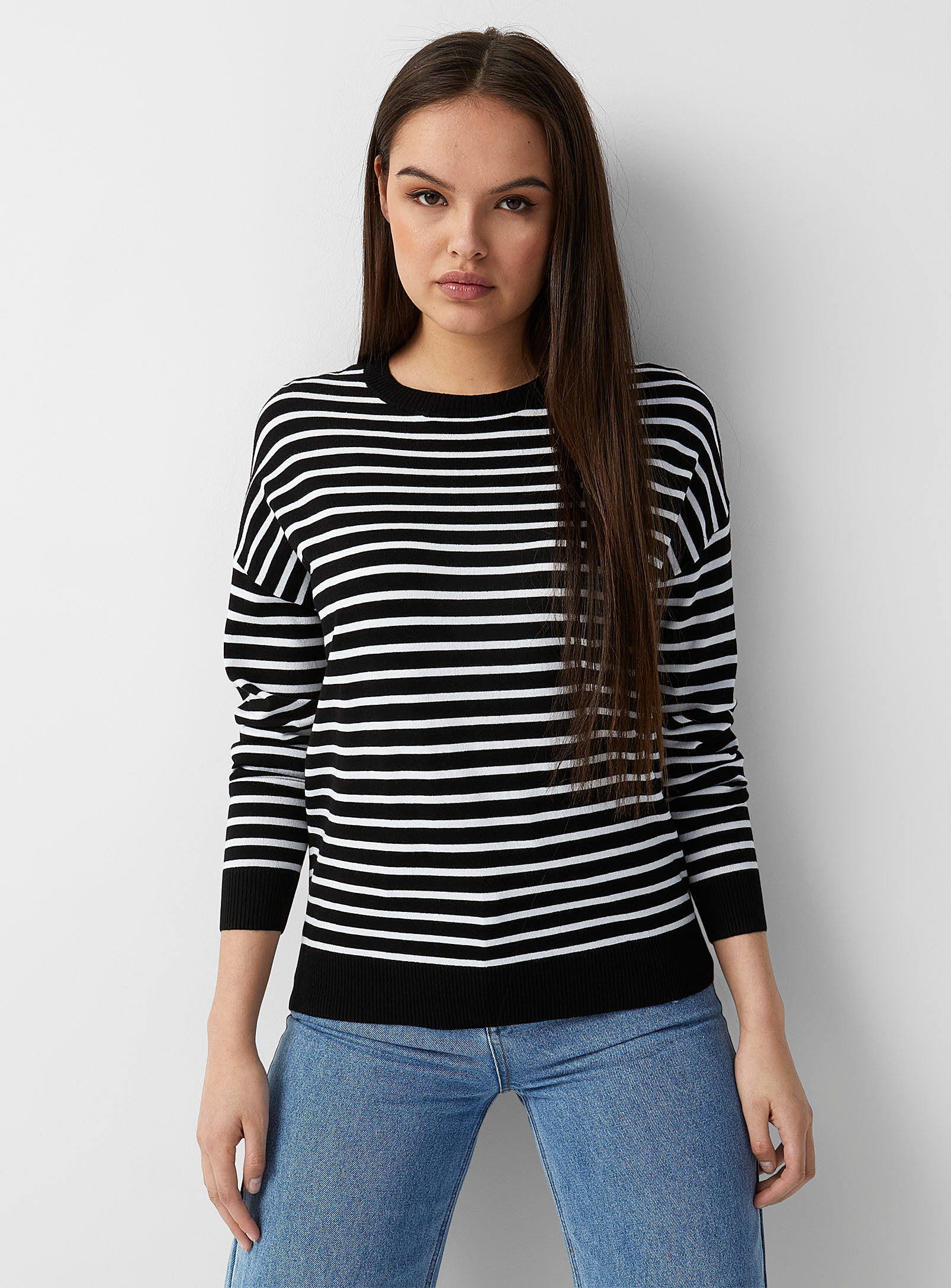 Twik - Women's Oversized striped silky knit sweater