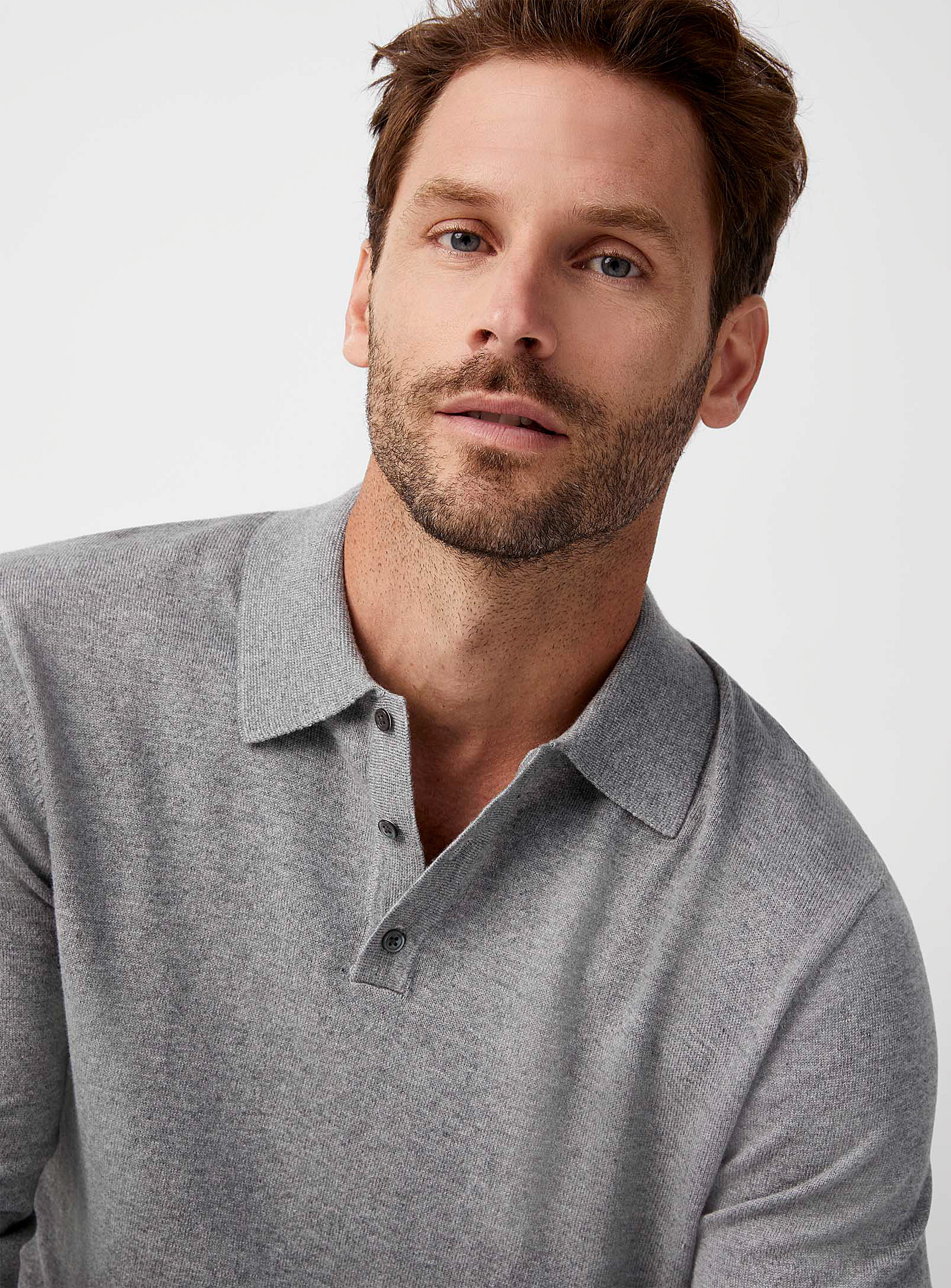 Le 31 Modal Touch Polo Sweater In Grey
