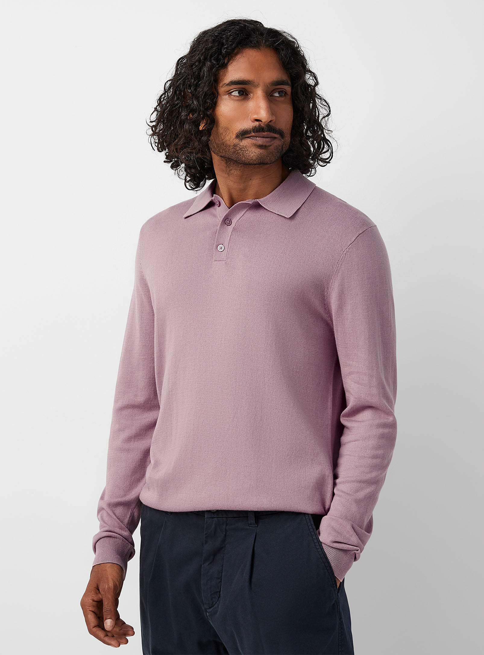 Le 31 Modal Touch Polo Sweater In Pink