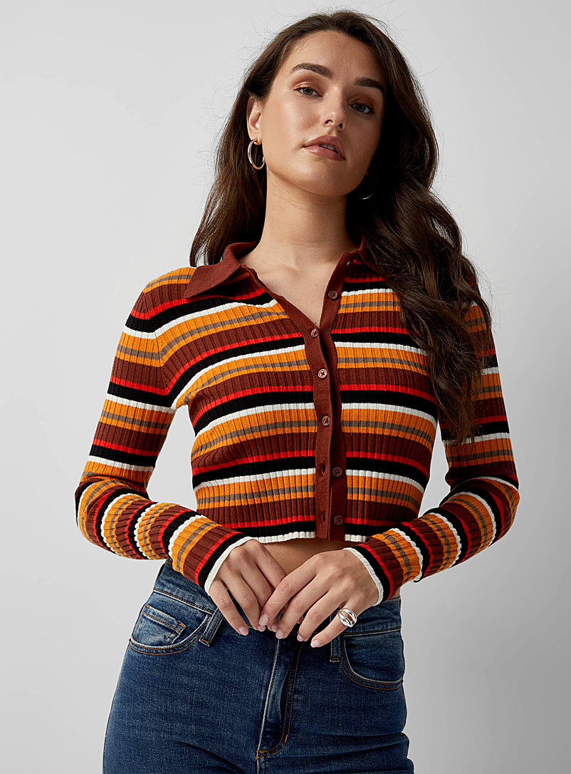 Cropped Johnny collar cardigan | Icône 