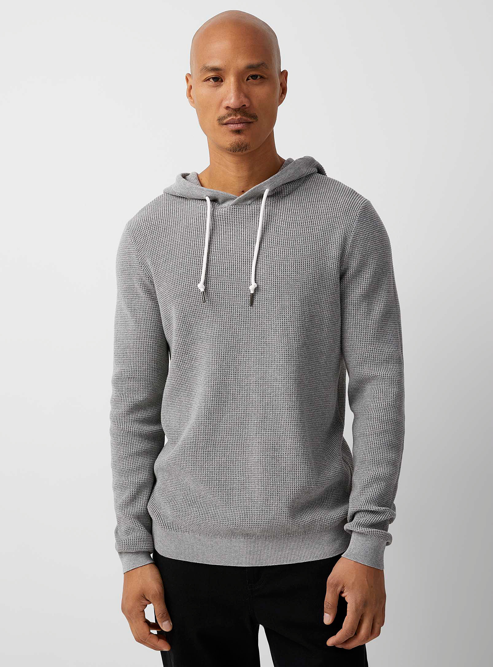 Le 31 Waffle Hooded Sweater In Oxford